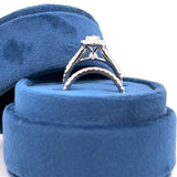 14K White Gold 1.00 Carat Total Weight Diamond Pear-Shaped Halo Bridal Wedding Engagement Ring Set with Peekaboo Diamond in Gallery of Rin