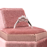 14K White Gold 1/2 Carat Total Weight Diamond Bridal/Engagement/Wedding/Anniversary 3-Stone Halo Ring