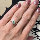 14K White Gold 0.61CT Created Oval Alexandrite and 0.06CTW (6) Diamond Accent Ring