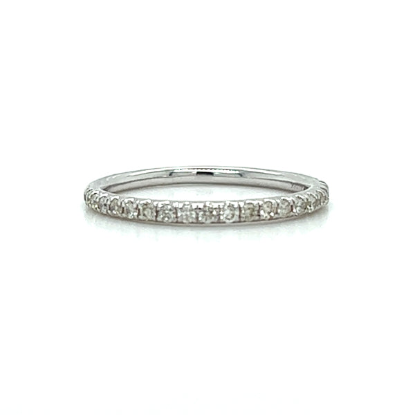 14K 14K White Gold 0.23 Carat Total Weight Diamond Wedding Anniversary Stackable Band.