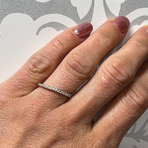 14K 14K White Gold 0.23 Carat Total Weight Diamond Wedding Anniversary Stackable Band.