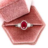 18K White Gold .52 Carat Total Weight Diamond &amp; 1.48CT Ruby Ring