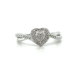 14K White Gold Diamond Heart Halo Promise/Bridal Ring (.10CTW)