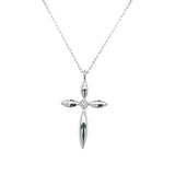 10K White Gold 1/50 Carat Diamond Cross Pendant with Milgrain Detail