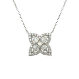 14K White Gold 1/2 Carat Total Weight (41) Diamond Clover Pendant