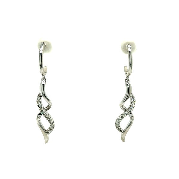 "Willa" 14K White Gold 1/4CT Diamond Dangle Earrings Estate WT