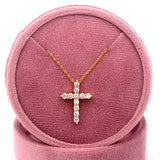 14K Yellow Gold 1/2 Carat Total Weight (11) Diamond Cross Pendant
