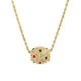 14K Yellow Gold 15.5g 1.6mm Rope 20" Rope Chain with a Ruby, Emerald and Sapphire Cloisonne Bead 3023OYT Estate