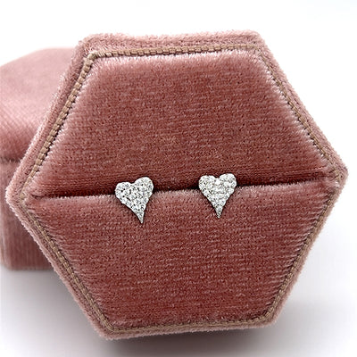 Sterling Silver Pavé Cubic Zirconia Heart Earrings