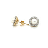 10K Yellow Gold 1/4 Carat Total Weight Diamond and 5mm Pearl Earring