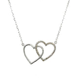 Sterling Silver Double Interlocking Heart Pendant with 1/10 CTW Diamonds