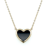 14K Yellow Gold Onyx Heart Necklace