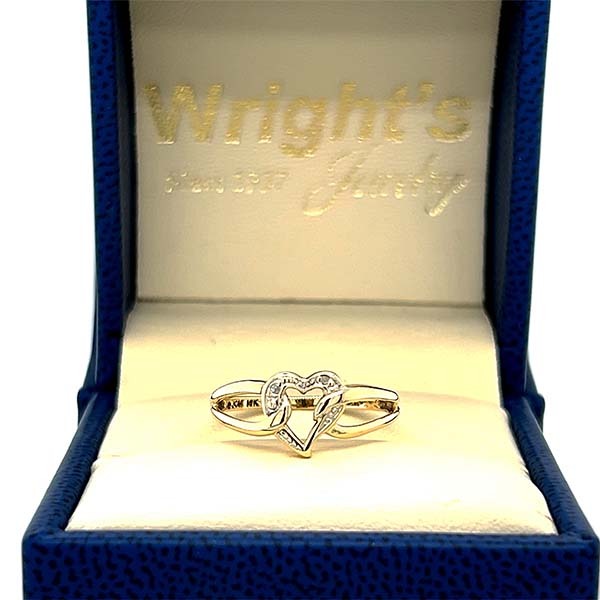 10K Yellow Gold Diamond Heart Ring Estate OT523PP