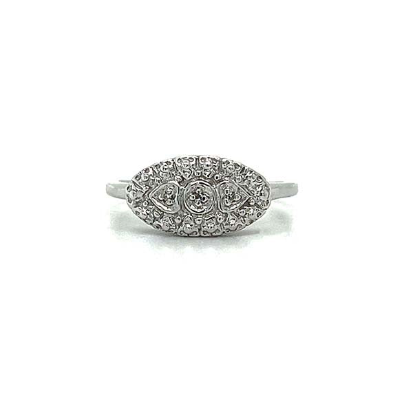 10K White Gold Three Diamond Princess Ring Estate BT923PP