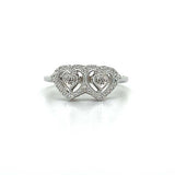 10K White Gold Two Diamond Double Heart Ring Estate BT923PP