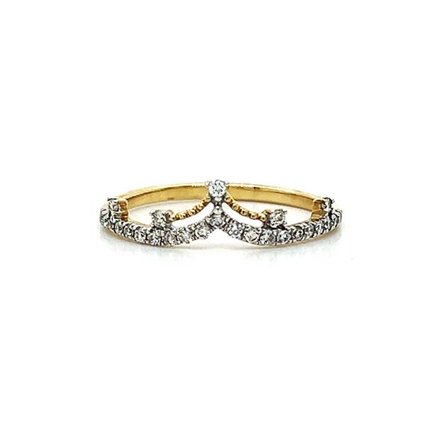 10K Yellow Gold 1/5 Carat Total Weight Diamond Crown-Shaped Band Ring