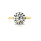 10K White and Yellow Gold 1/2 Carat Total Weight (7) Diamond Cluster Ring Estate WY723PP