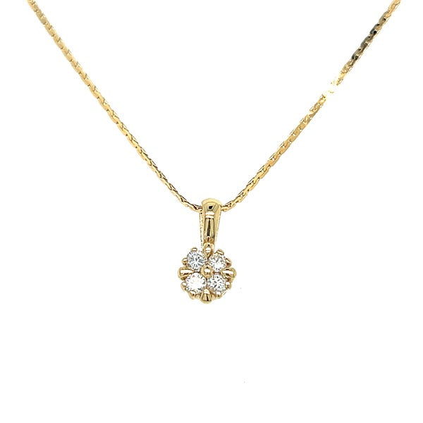 14K Yellow Gold .15 Carat Total Weight (4) Diamond Pendant Estate WT923PP