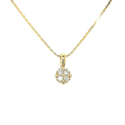 14K Yellow Gold .15 Carat Total Weight (4) Diamond Pendant Estate WT923PP