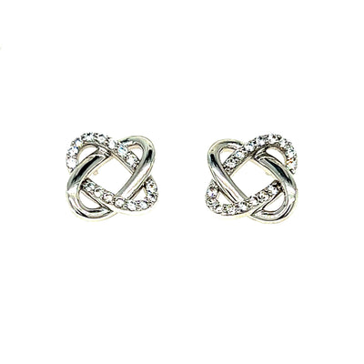 Sterling Silver Interlocking Ovals Cubic Zirconia Earrings