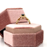 14K Yellow Gold Diamond and Green Sapphire Ring