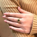 14K Yellow Gold Diamond and Green Sapphire Ring
