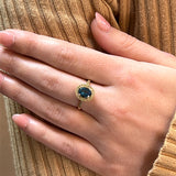 10K Yellow Gold London Blue Topaz and 0.15 Carat Total Weight Diamond Ring