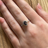 10K White Gold Pear-Shaped Sapphire and 0.20 Carat Total Weight Diamond Ring