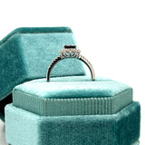 10K White Gold Pear-Shaped Sapphire and 0.20 Carat Total Weight Diamond Ring