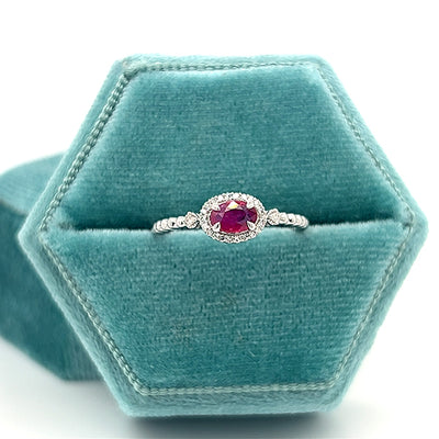 10K White Gold 0.50CT East to West Ruby and Diamond Ring