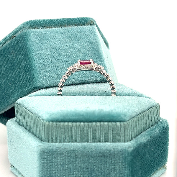 10K White Gold 0.50CT East to West Ruby and Diamond Ring