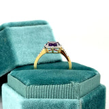 10K Yellow Gold Amethyst and Diamond Ring