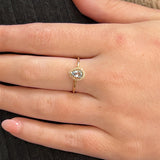 10K Yellow Gold Pear-Shaped Aquamarine and Diamond Halo Ring