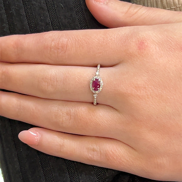 10K White Gold 0.50CT East to West Ruby and Diamond Ring