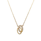 "Praline" 14K Yellow Gold 0.08 Carat Total Weight Diamond Double Oval Necklace on 18" Chain
