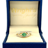 14K Yellow Gold 0.26 Carat Total Weight Diamond and 0.38CT Emerald Ring WJS Custom Set Collection