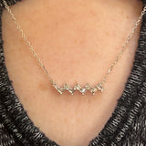 14K White Gold 1/5 Carat Total Weight Zigzag Baguette Diamond Necklace