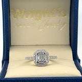 14K White Gold 1/2 Carat Total Weight (45) Composite Set Diamond Baguette Octagon Bridal Engagement Ring