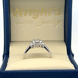 14K White Gold 1/2 Carat Total Weight (45) Composite Set Diamond Baguette Octagon Bridal Engagement Ring