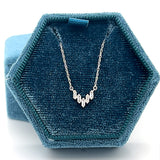 14K White Gold 1/10 Carat Total Weight (5) Diamond Baguette V-Shaped Pendant Necklace on 18" Chain