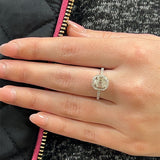 14K White Gold 1/2 Carat Total Weight (45) Composite Set Diamond Baguette Octagon Bridal Engagement Ring