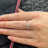 14K White Gold 1/10 Carat Total Weight (32) Diamond with 1/5CT Diamond Center Halo Bridal Engagement Ring