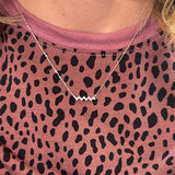 14K White Gold 1/5 Carat Total Weight Zigzag Baguette Diamond Necklace