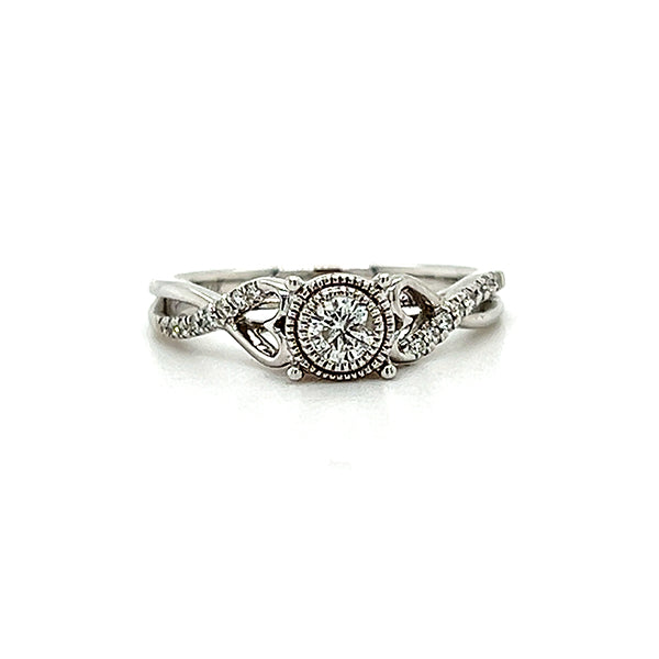 10K White and Rose Gold Diamond Bridal Engagement Ring
