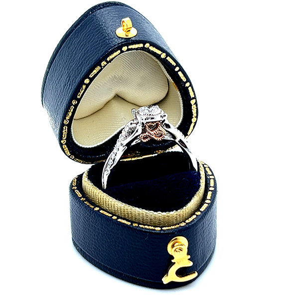 10K White and Rose Gold Diamond Bridal Engagement Ring