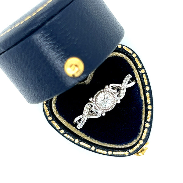 10K White and Rose Gold Diamond Bridal Engagement Ring
