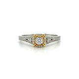 14K White and Yellow Gold 0.33 Carat Total Weight Diamond Bridal Engagement Ring.