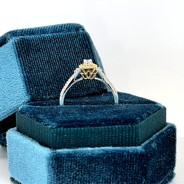 14K White and Yellow Gold 0.33 Carat Total Weight Diamond Bridal Engagement Ring.