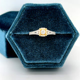 14K White and Yellow Gold 0.33 Carat Total Weight Diamond Bridal Engagement Ring.