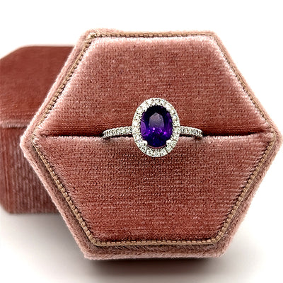 14KW 1.35CT Amethyst and 0.30 Carat Total Weight Diamond Ring